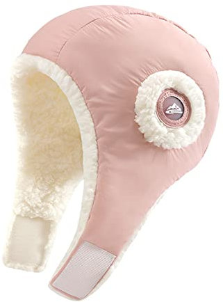 MANBOZIXi Wasserdicht Fliegermütze Damen Beanie Daunen Wintermütze mit Ohrenklappen für Snowboarden Skaten Radfahren, Rosa