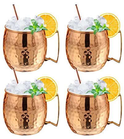 550ml 4 Pcs 18 Ounces Copper Plated Mug Beer Cup Coffee Cup Mug Copper Plated mugs travel mug (A One Size)