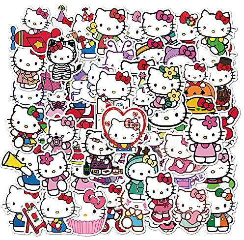 100 Pcs He_llo Kitty Stickers for Laptop, Bumper, Skateboard, Water Bottles, Computer, Phone, Guitar, Cartoon Stickers for Kids Teens Adult
