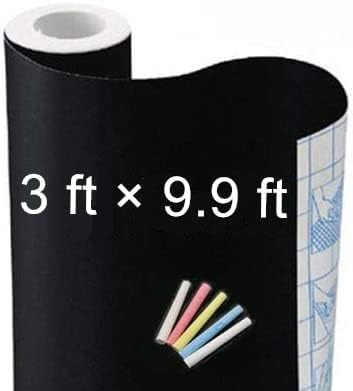 Large Chalkboard Contact Paper Wall Sticker 3 ft. x 9.9 ft. Adhesive Blackboard, TAKSDAI Removable Vinyl Decal Chalkboard Wallpaper Peel and Stick(1 Roll 3ft.x9.9ft.)