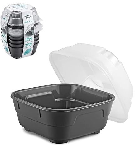 Thermohauser GoodBowl Tiny XL, 5er Set, Mehrweg Essensbehälter, 550 ml, To Go Lunchboxen, mikrowellengeeignet, anthrazit