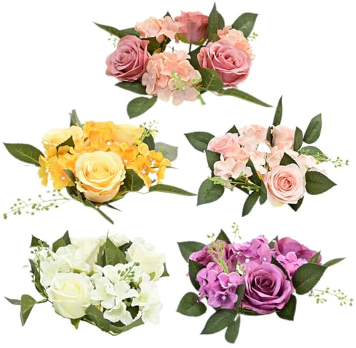 Gadpiparty Tischverzierung Kerzenring 5 Blumenkerzenringe Kerzenringe Stumpenkerzenring Für Stumpenkerze Laterne Party Home Tischdekoration Kerzenring Für Stabkerzen Frühlingskranz