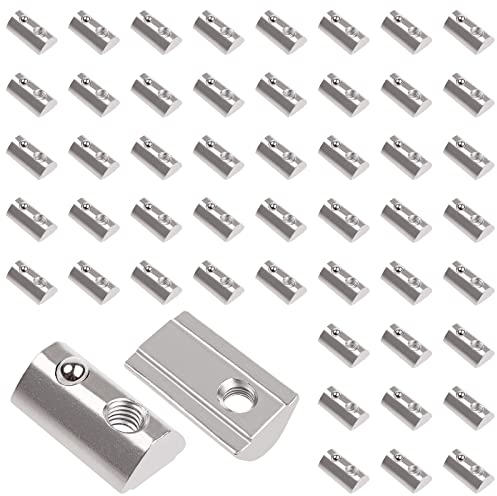 Yeepeo 50 pietre scanalate con scanalatura a sfera 6, serie 20 Nutenstein M3, dado scorrevole in acciaio al carbonio con sfera a molla, set di scanalature per estrusione profilo in alluminio