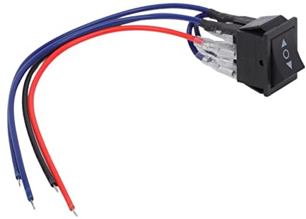 Konuooer Momentanen Wippschalter Polarer Umkehrschalter 6 Polig KCD2-223-M-JT Automatikschalter Gleichstrommotor，DC Schwarz On-Off-on Wippschalter 12 V 10 A， Umsteller mit Draht