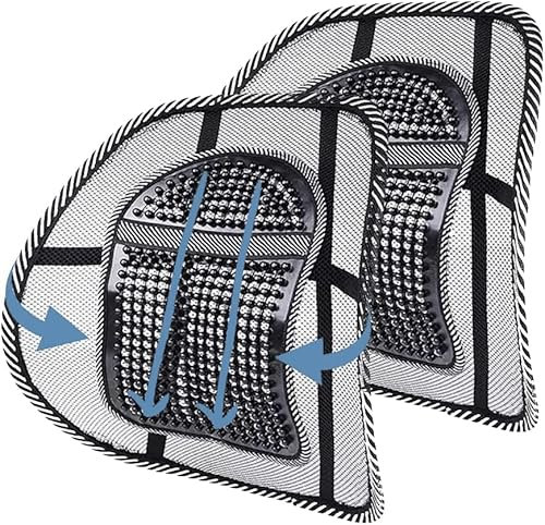 Rheme Air Flow Lumbar Support Cushion Relieves Pressure on the Spine Air Flow Mesh Fabric, Keep Cool Therapy/Orthopaedic Pillow, Back Support Office Chair Car Seat Reduce Tension in the Back (2)