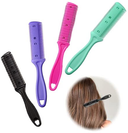 JLEivvi Double Sided Hair Razor Comb - 4 PCS Trimming and Cutting Razors With Thinning Trimmer for Styling