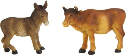 FADEDA 2X Ochs und Esel stehend/Höhe:7 cm/handbemalt/detailgetreue Krippen Figuren - Weihnachten Tisch Dekoration Krippe Zubehör