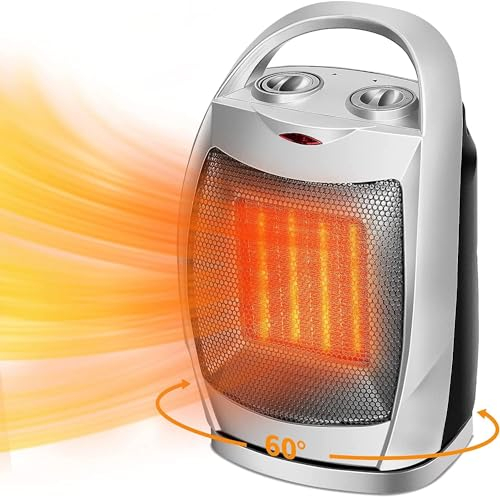 OBVHNUA Heizlüfter 2000 W Heizung PTC-Keramik-Elektroheizung Schnelles Aufheizen mit 3 Modi 60 ° oszillierende Überhitzung und Kippschutz Kann 20㎡ Raum beheizen Geeignet für Schlafzimmer, Büro