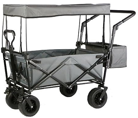 DRMEE Bollerwagen Klappbarer Gartenwagen Mit Baldachin, Robuster Wagen Mit 4 Rädern, Einkaufswagen Für Outdoor-Camping Am Strand Gartenanhänger (Color : D)