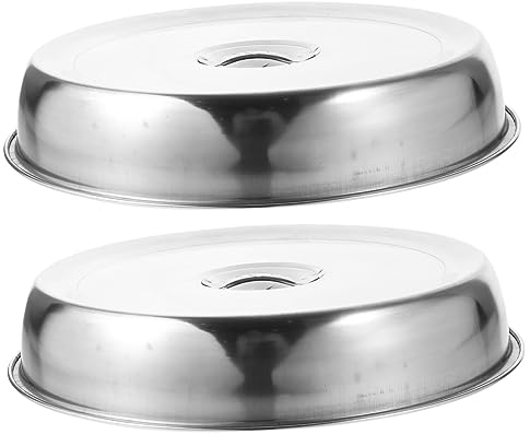 PRETYZOOM Round Stainless Steel Vegetable Cover Food Protection Cover for Dinner Plates for Steaming and Basting