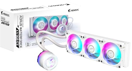 GIGABYTE AORUS WATERFORCE X II 360 ICE Raffreddamento a liquido per CPU AIO - 3x ventole ARGB da 120 mm, LCD a colori, DAISY-CHAIN, compatibile con Intel LGA 1851 e AMD AM5