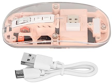 KIMISS Transparente Kabellose Maus, 2,4 G, 2400 DPI, Wiederaufladbar, für Videospiele, PC-Zubehör, Gaming-Mäuse, 400 MAh, RGB, Bunt, mit Batterie-Display, Plug-and-Play für Esports,