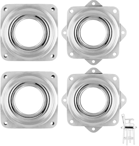 Plaque Pivotante à Roulement Carré,4 Pièces Plaque Tournante,Plateau Tournant à 360 Degrés,Plaque Pivotante Tournante,Plaque Pivotante à Roulement,pour Siège,Table à Manger,Bureau,Meubles