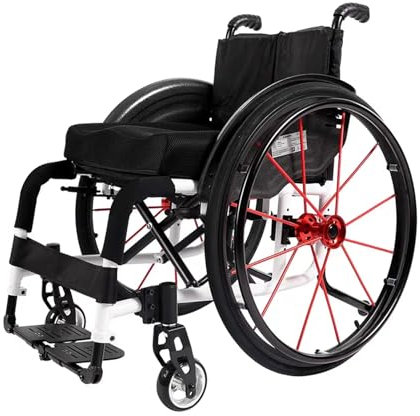 NRNQMTFZ Sportrollstuhl, Ultra-Light Transport-Rollstuhl - Folding tragbarer Rollstuhl mit Handbremse,Rollstühle mit Selbstantrieb,12kg,Sitzfläche 36/38/40/42Cm(Seat Width 38cm/15in,White)