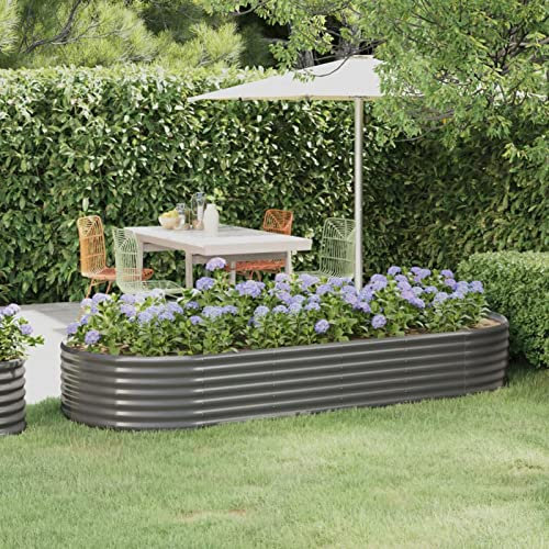 ShGaxin Hochbeet Pulverbeschichteter Stahl 249x100x36 cm Grau, Palettenrahmen, Hochteich, Gemüsebeet, Kräuterregal Balkon, Blumenbeet, Kräuterspirale, Tomatenbeet, Pflanzhochbeet - 318994
