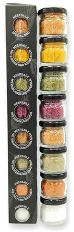 GLOSA MARINA - BLACK EDITION Gourmet Meersalz aus Mallorca das ideale Gewürze Salz Set Geschenk 8x25g