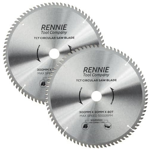2 PACK - 300mm x 30mm x 80T TCT Circular Wood Saw Blade Includes 25mm 20mm & 16mm Bore Reduction Rings. Compatible with Bosch Makita Dewalt Circular Saw Etc. Also Fits 305mm Saws