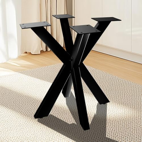 Fruyyzl Tischbeine Metall Schwarz, Möbelfüße aus Rund Form 71cm Hx68cm W, Industrial Tischgestell Tischkufen, Tischfüße für DIY Esstische, Moderne Schreibtische, Nachtständer