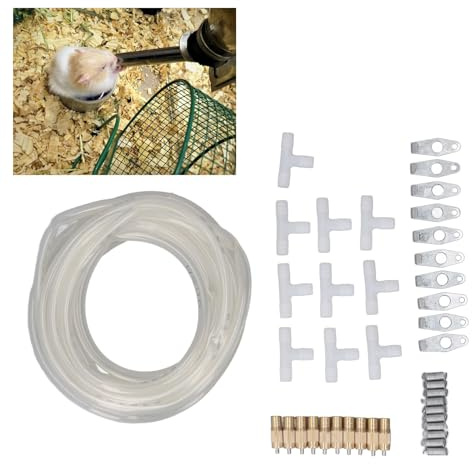 Abreuvoir Automatique pour Lapin, Souris, Lapin, Rongeur, Volaille, Outil D'arrosage avec Tuyau de 0,3 Cm, 5 M, Plaque de Fer Suspendue, Ressort, Accessoire à Trois Voies
