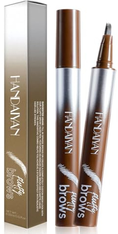 Multi-Fork Liquid Eyebrow Pen & Brow-Fection Angled Brush Eyebrow Pencil – Waterproof, Long-Lasting for Natural-Looking Full Brows (# 01)