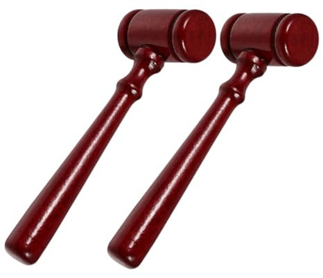 BRIGHTFUFU 2pcs Mini Wooden Judge Gavels Party Props Costume Accessories Small Hammer Toy for Lawyer Roleplay and Auction Use