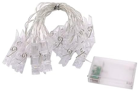 Guirlande lumineuse à pince à linge avec 20 LED - 3 m - Pour intérieur et chambre à coucher - Pour mariage, Saint-Valentin