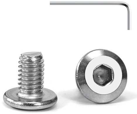 Tunejoy Vis à Tête Plate M6 x 10 mm Vis à Six Pans Creux en Acier Inoxydable A2 V2A Boulons de Meubles Hexagonale avec Clé Allen Filetage Complet 20 Pièces