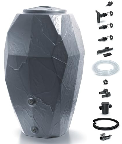 Rainwater Tank Water Butt Canyon Textured Finish Rock Effect Large 310 Litres Weather- Resistnt Water Butt Storage For Garden & Outdoor Use Container Barrel Cistern