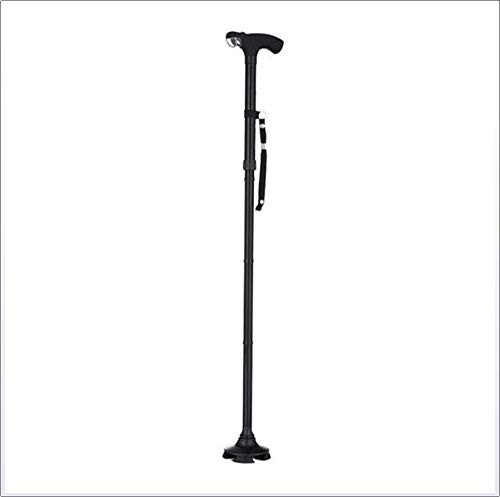 Wheelchair, Bastón Plegable con Linterna LED, Bastones de Mano portátiles, bastón ergonómico Ajustable para Hombres y Mujeres, Asas en T Plegables y cómodas (Negro)