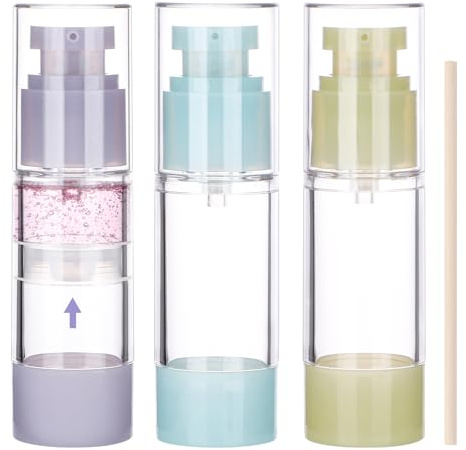 Segbeauty Flacon Pompe Vide, 3 Pièces 30ml Distributeurs à Pompe Airless, Lavable et Portable, Distributeur Creme Solaire, Bouteille Voyage pour Lotion et Cosmétiques