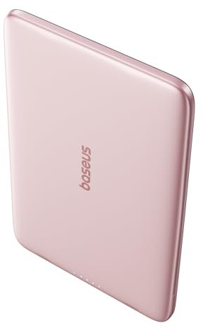 Baseus Magsafe Power Bank Ultra Slim, Ultraleggero Magnetico Powerbank per iPhone 16/15/14, Mini Wireless 5000 mAh Batteria Magsafe USB-C PD 20 W, Batteria Esterna con Display LED, Rosa