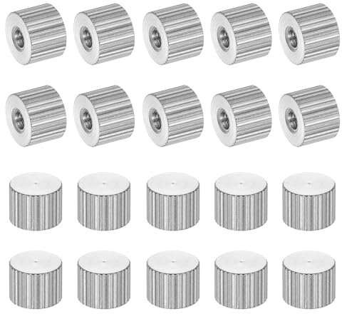 PATIKIL M3 Knurled Thumb Nuts, 20pcs 304 Stainless Steel Female Thread Type Flat Head Blind Hole Round Hand Tighten Knob Fasteners Screw Cap Adjust Lock Position, D8mm x H6mm
