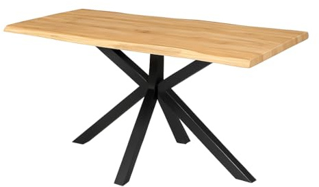 DUPI Mesa de Comedor Fija Nordic, Efecto Madera Natural, Patas Metálicas Grafito, Diseño Industrial, 180x90 cm