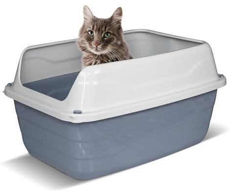 Snugsy Lettiera Gatto Grande Toilette per Gatti Aperto con Bordi Molto Alti Facile da Pulire 56 x 40 cm XL Grigio