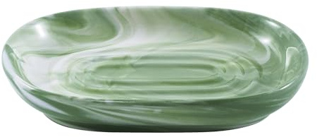 5 inch Ceramic Soap Dish (12.5 x 8.3 x 2.2cm) Soap Holder for Bathroom and Shower Soap Box Storage small plate (Green)