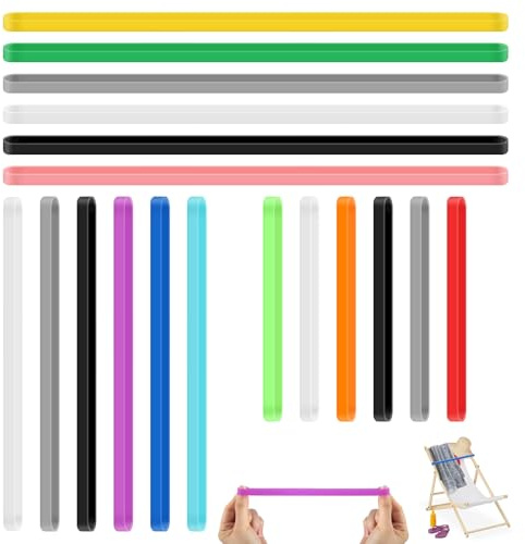18 Pieces Silicone Rubber Bands, 30cm, 20cm, 14cm Coloured Elastic Bands, Strong Elastic Band, Large Rubber Wrapping Band for Beach Chair, Books, Office Supplies