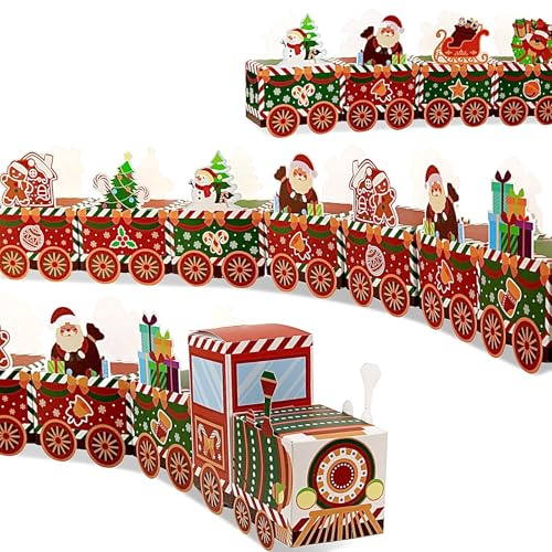 Yucch Calendario de Adviento para Rellenar Niños – Set DIY Tren de Navidad con Papá Noel, Muñeco de Nieve y Reno, Ideal para Dulces o Pequeños Regalos (Estilo Tren)