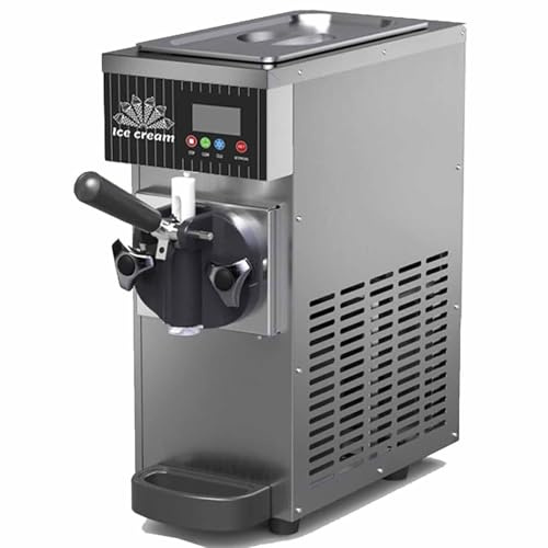 Qiang Single Flavor Ice Cream Machine, 4-8kg/H Output, 3.5L Refrigerated Hopper, 1L Freezing Tank, Auto Clean, LCD Panel, 750W Countertop Soft Serve Ice Cream Maker Grey-BQL28