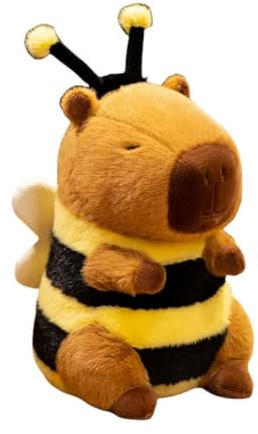 EPRHAY 23cm Niedliches Bienen Capybara Plüschtier Kuschelweiches Stofftier Süßes Cartoon Capybara Spielzeug Wohnkissen Kinderkissen Geschenk