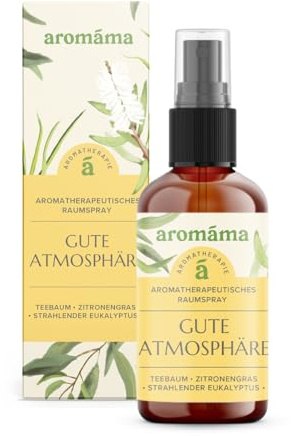 aromáma God atmosfär aromaterapi rum spray, naturlig rumsspray med teträd, eukalyptus och citrongräs, uppfriskande doft för hem, sovrum, badrum, kontor och bil, 100 ml