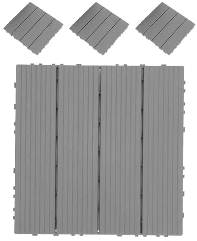 4 pezzi di piastrelle for esterni ad incastro, impermeabili, effetto legno, in plastica, for giardino, patio e balcone Per la pavimentazione esterna(Color1)