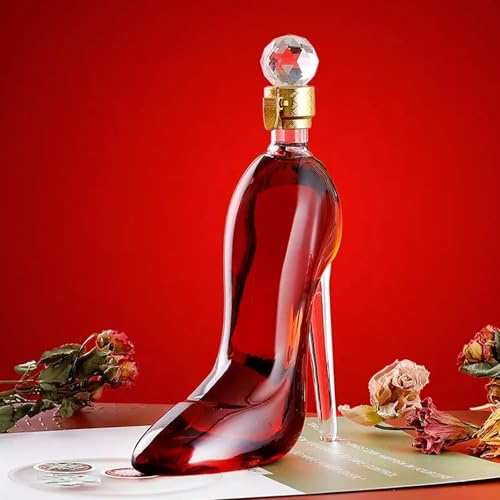 Fhlprte High Heels Form Dekanter, Whiskey-Dekanter,transparente Whiskygläser,für Bars, Nachtclubs, Geschenke für sie, Hotels, Partys, rosa Likör-Dekanter, Weinkaraffe, Runway-Kollektion (350ML)
