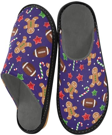 JUNZAN Pantofole a forma di palloni di pan di zenzero, per donne e uomini, in memory foam, per camera da letto, viola, Viola, 10.5-11 Women/11.5-12 Men