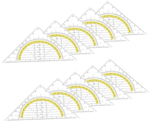 Lumi Zenva® Geodreieck Set 10 Stück – Flexibles großes Geodreieck & Geodreieck klein aus Kunststoff – Zeichendreieck für Büro, Schule, Architektur, Malerei & Geometrie Zeichnungen