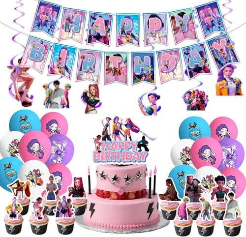 Birthday Decorations Set,Birthday Party Decorations Supplies:Balloons, Banner, Cake Toppers Cupcake Toppers Cake Decoration for Party Decorations Fan Meeting, Birthday-Parties Etc