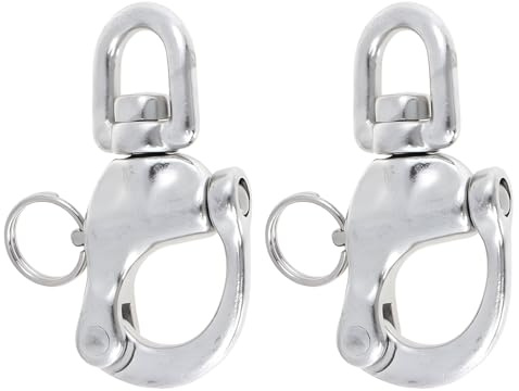 Tressify Two Stainless Steel Marine Hardware Accessories; Quick Release Swivel Keychains; Three Point Four Inch Swivel Eye Snap Shackles; Quick Release Clips