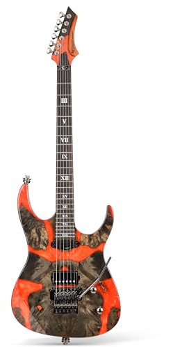 Leo Jaymz Tsunami Deluxe Mahogany Body & Roasted Maple Neck, HH Pickups with Rail, Double-Locking Tremolo, 24 Frets(Red Black)