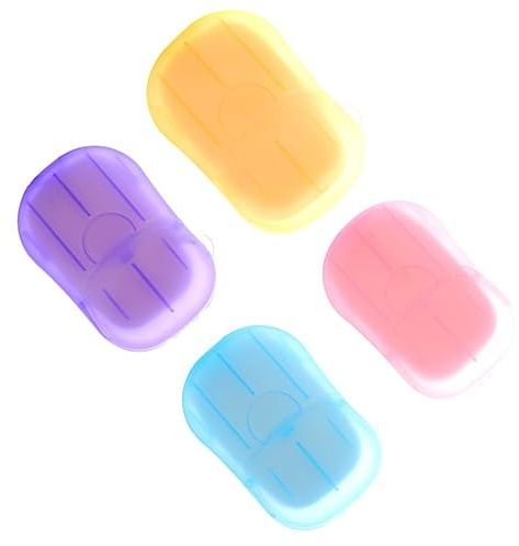 1 caja de jabón desechable de papel P, mini caja de jabón portátil, 20 hojas de viaje, lavado de manos, baño, hojas de papel de tocador para acampar al aire libre, senderismo (aleatorio), portá