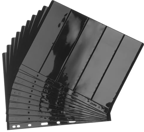 PHENOFICE 10pcs Double-sided Stamp Collecting Loose-leaf Sheets Black Background 9-hole Binder Inserts for Stamp Album Card Holders Suitable for Postcards and Banknotes Storage