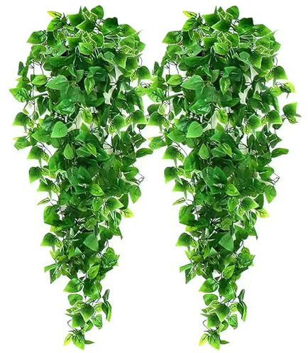 Genérico de 2 piezas planta artificial caída, hoja falsa verde hiedra vid colgante plantas, 90 cm plantas artificiales suspendidas, para jardín, cesta colgante, pasillo, decoración de pared